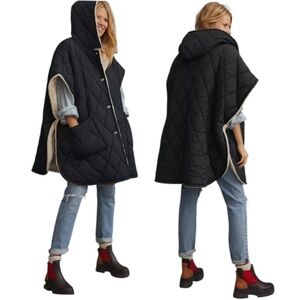 Anthropologie Faux Fur-lined Quilted Cape OS- Flaw